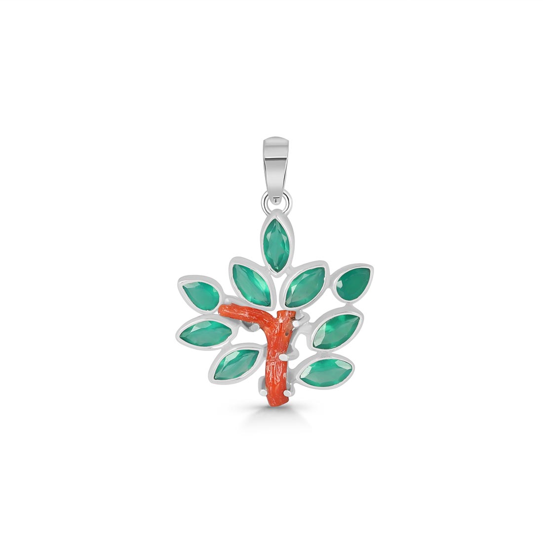 Red Coral / Green Onyx Pendant-(COR-P-96)