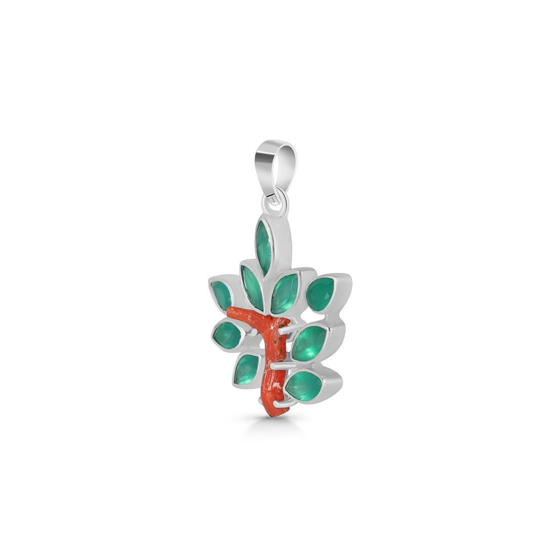 Red Coral / Green Onyx Pendant-(COR-P-96)