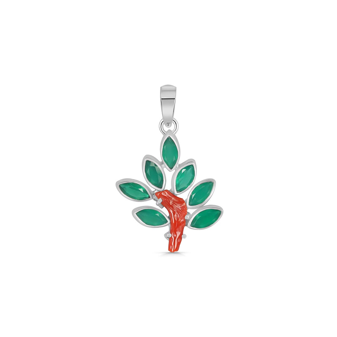 Red Coral / Green Onyx Pendant-(COR-P-99)
