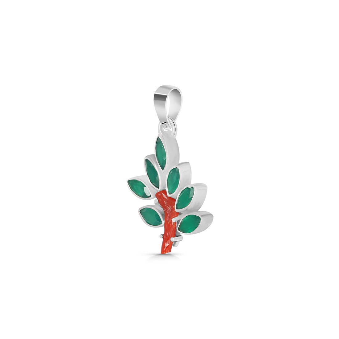 Red Coral / Green Onyx Pendant-(COR-P-99)