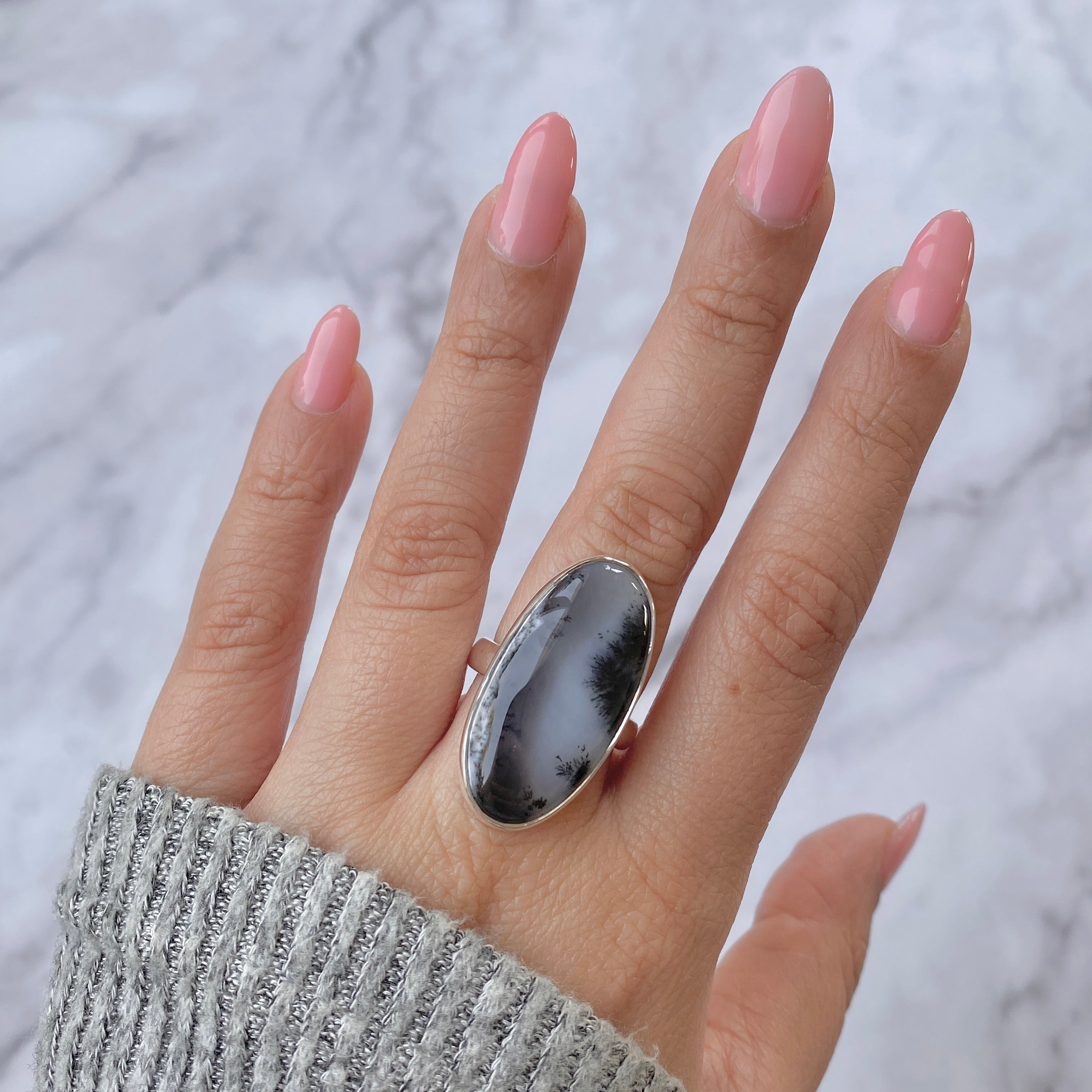 Dendritic Agate Adjustable Ring-(DDA-R-6.)