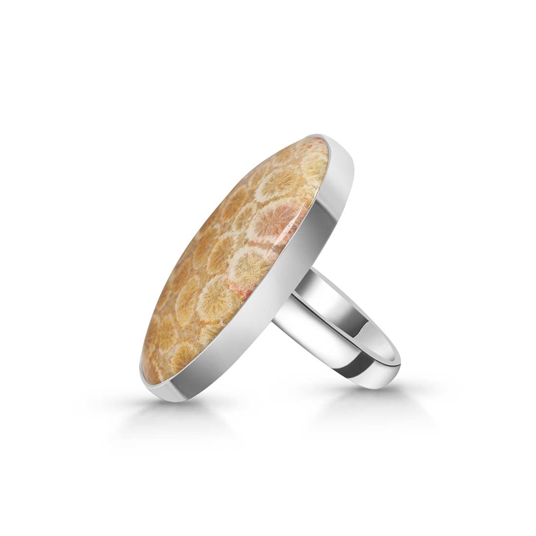 Fossilized Coral Adjustable Ring-(FSC-R-10.)