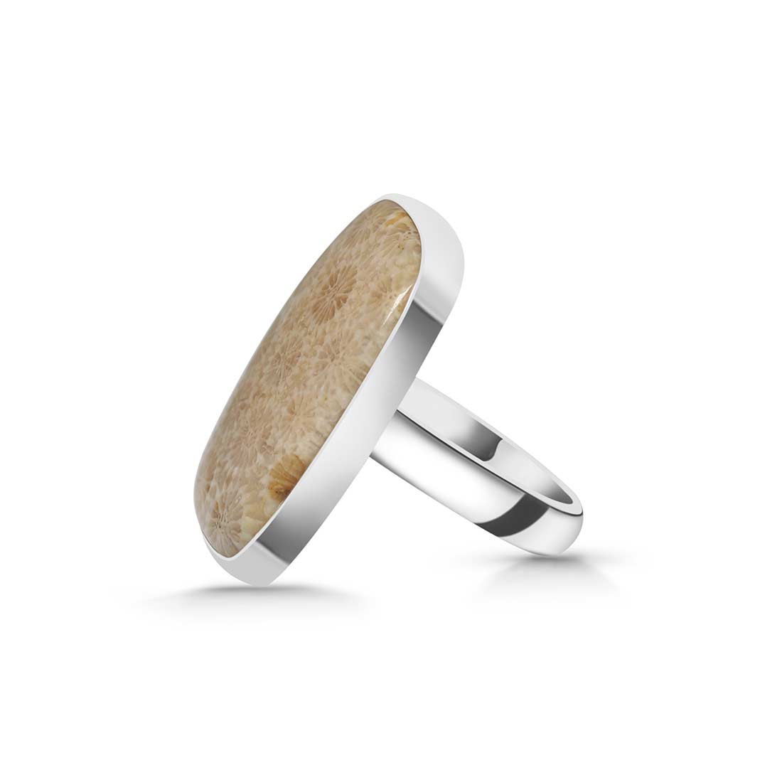 Fossilized Coral Adjustable Ring-(FSC-R-11.)