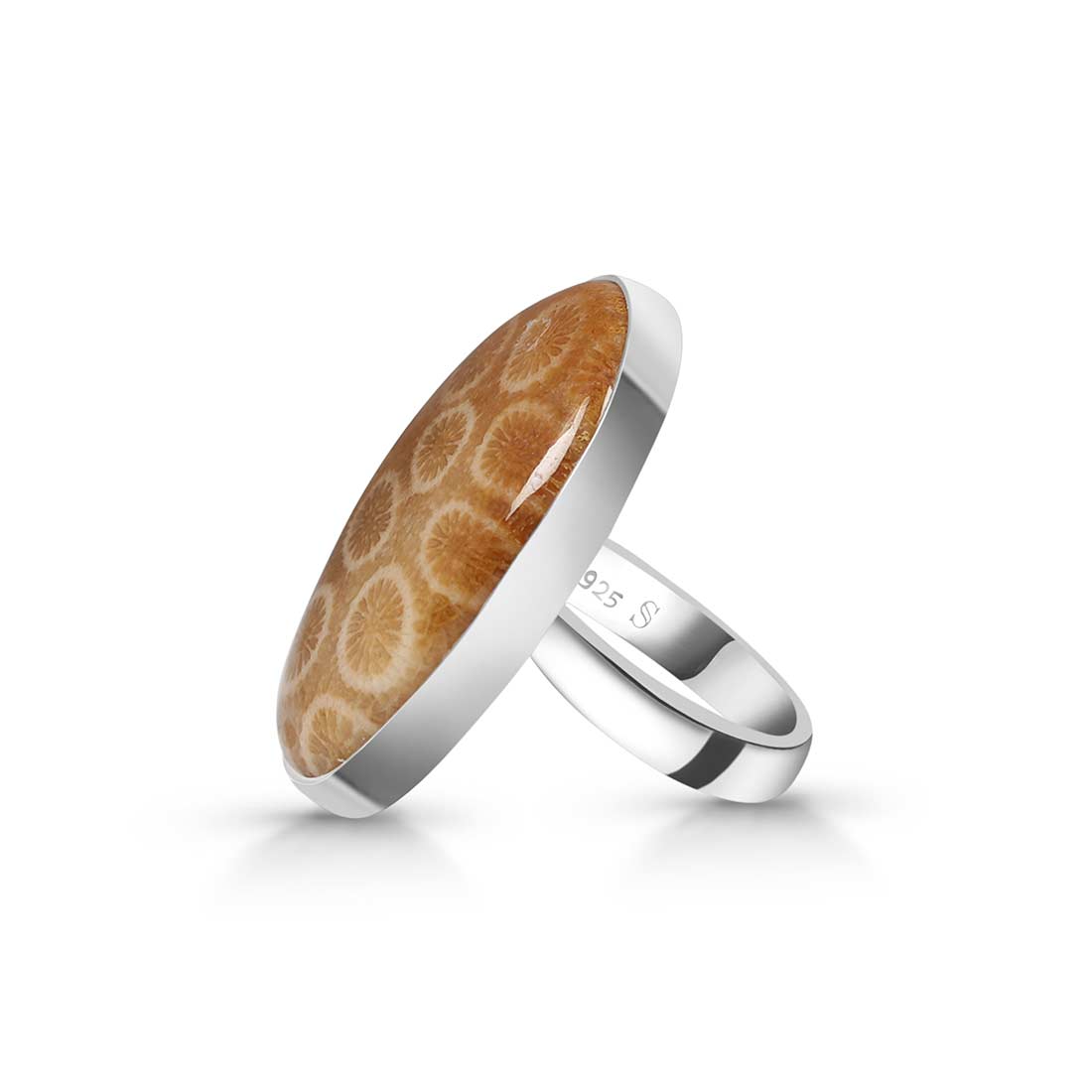 Fossilized Coral Adjustable Ring-(FSC-R-19.)