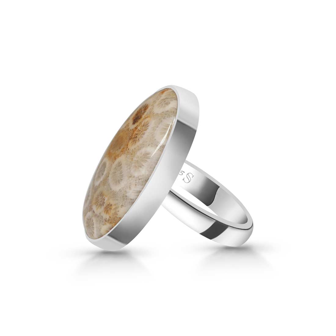 Fossilized Coral Adjustable Ring-(FSC-R-28.)