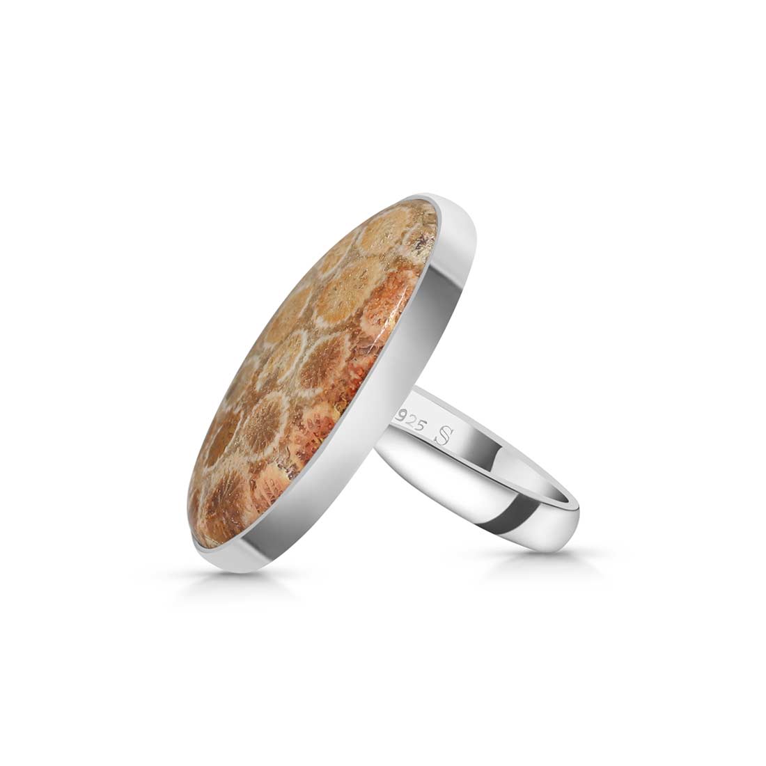 Fossilized Coral Adjustable Ring-(FSC-R-3.)