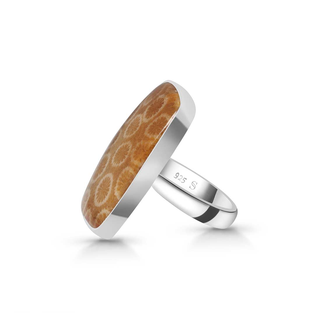 Fossilized Coral Adjustable Ring-(FSC-R-31.)