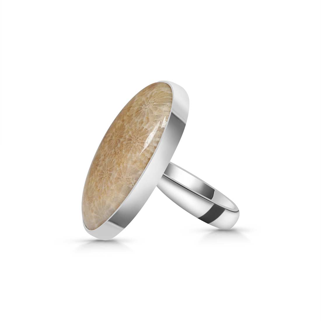 Fossilized Coral Adjustable Ring-(FSC-R-7.)