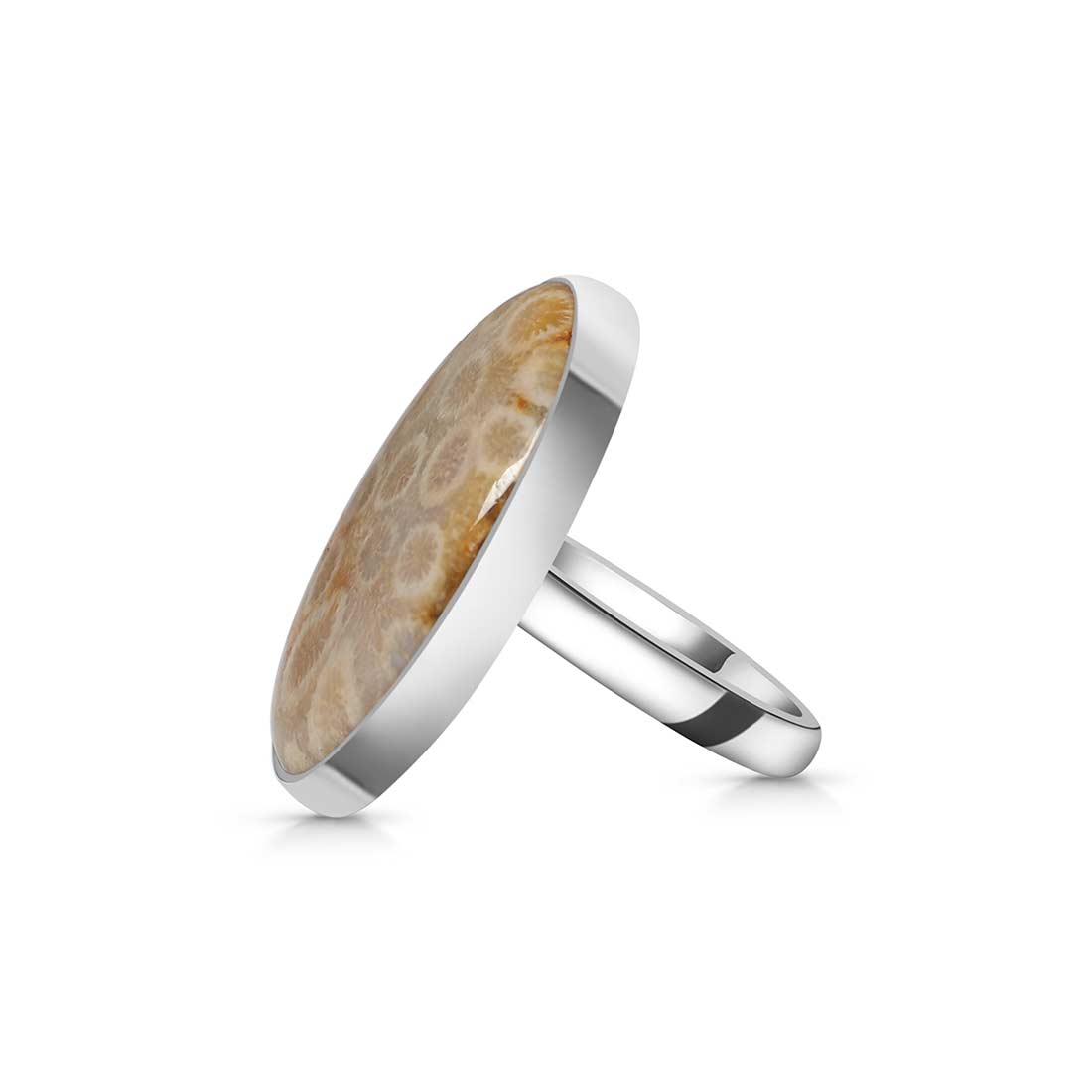 Fossilized Coral Adjustable Ring-(FSC-R-9.)