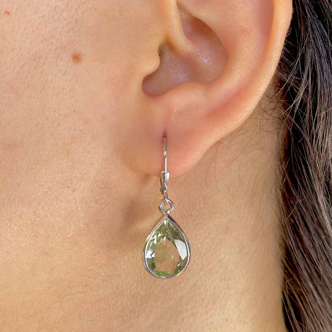 Green Amethyst Leverback Earring-(GRA-SE-725.)