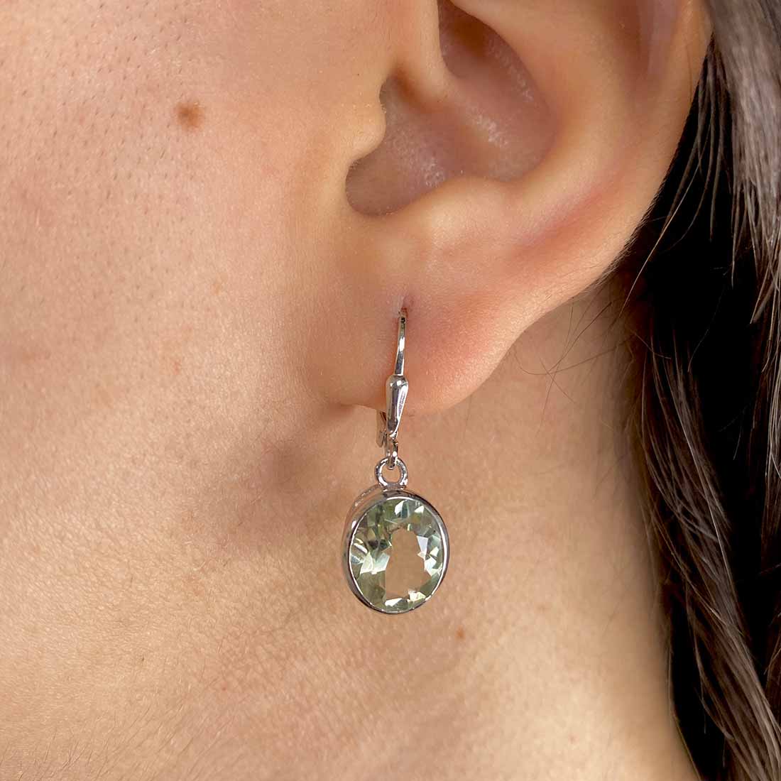 Green Amethyst Leverback Earring-(GRA-SE-997.)