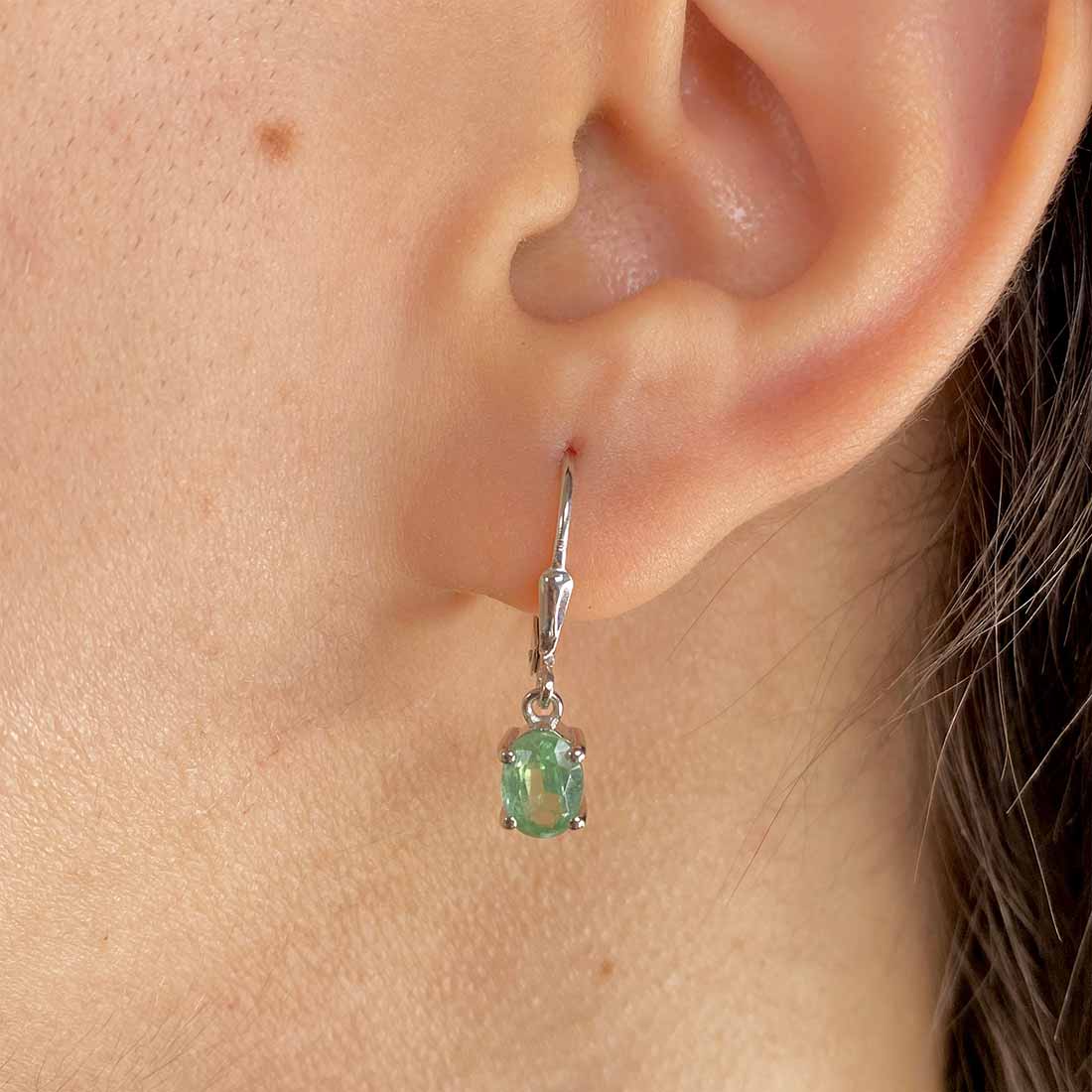 Green Kyanite Leverback Earring-(KYN-SE-670-G.)