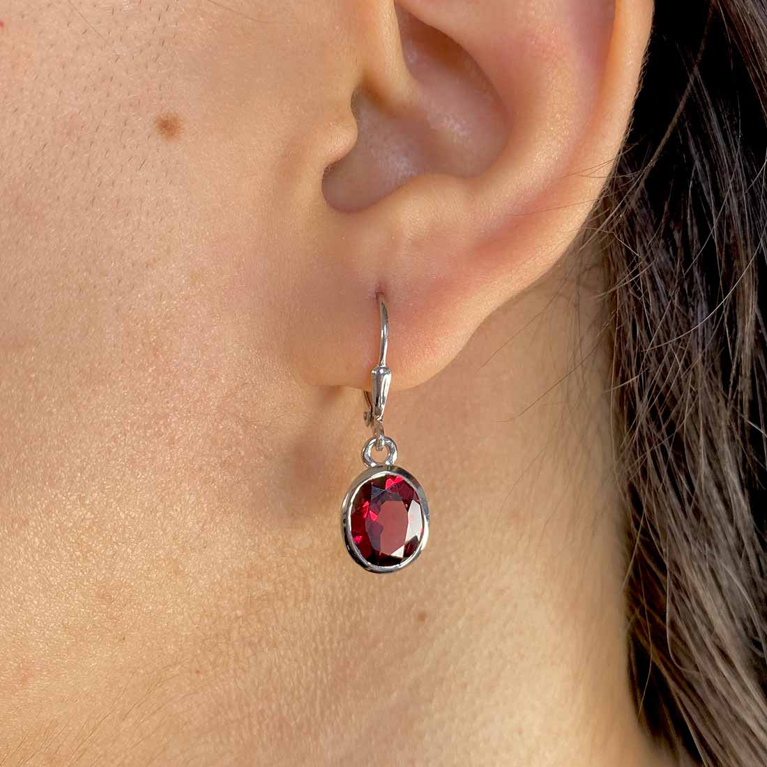 Garnet Leverback Earring-(GAR-SE-713.)