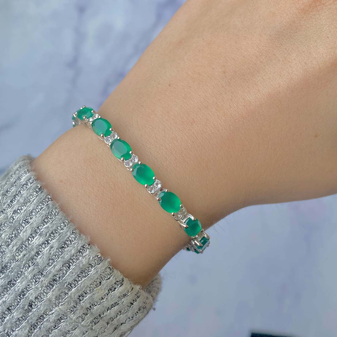 Green Onyx Bracelet-(GRO-SB-108.)