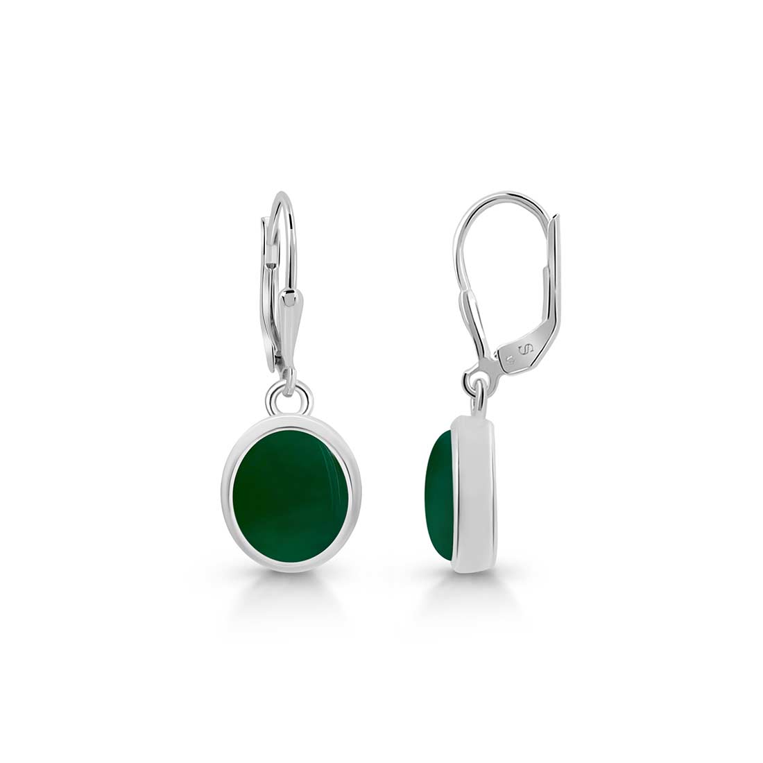 Green Onyx Leverback Earring-(GRO-SE-1116.)