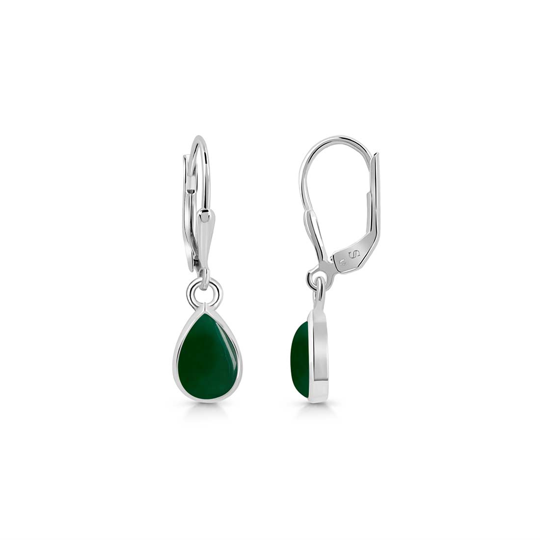 Green Onyx Leverback Earring-(GRO-SE-1117.)