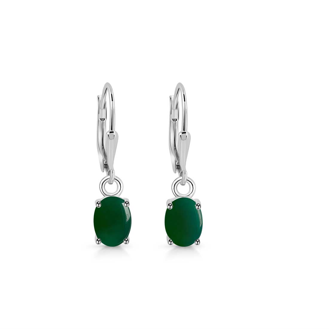 Green Onyx Leverback Earring-(GRO-SE-1128.)