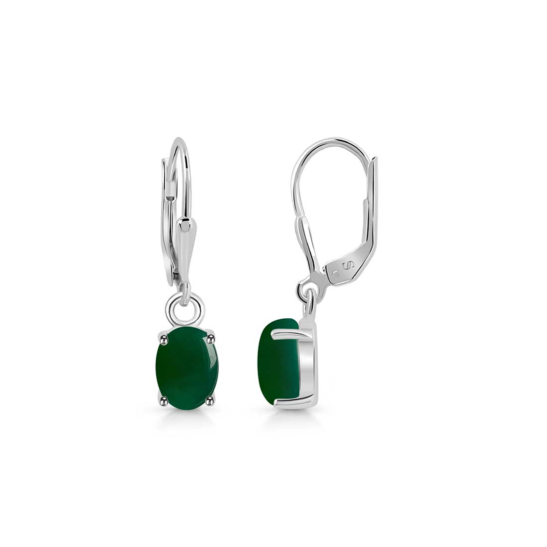 Green Onyx Leverback Earring-(GRO-SE-1128.)