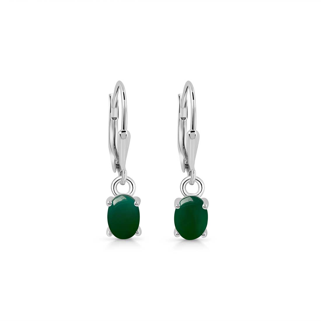 Green Onyx Leverback Earring-(GRO-SE-1177.)