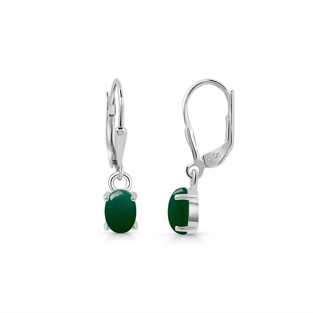 Green Onyx Leverback Earring-(GRO-SE-1177.)