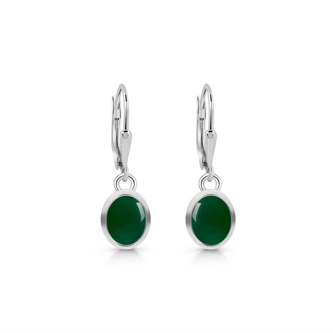 Green Onyx Leverback Earring-(GRO-SE-1232.)