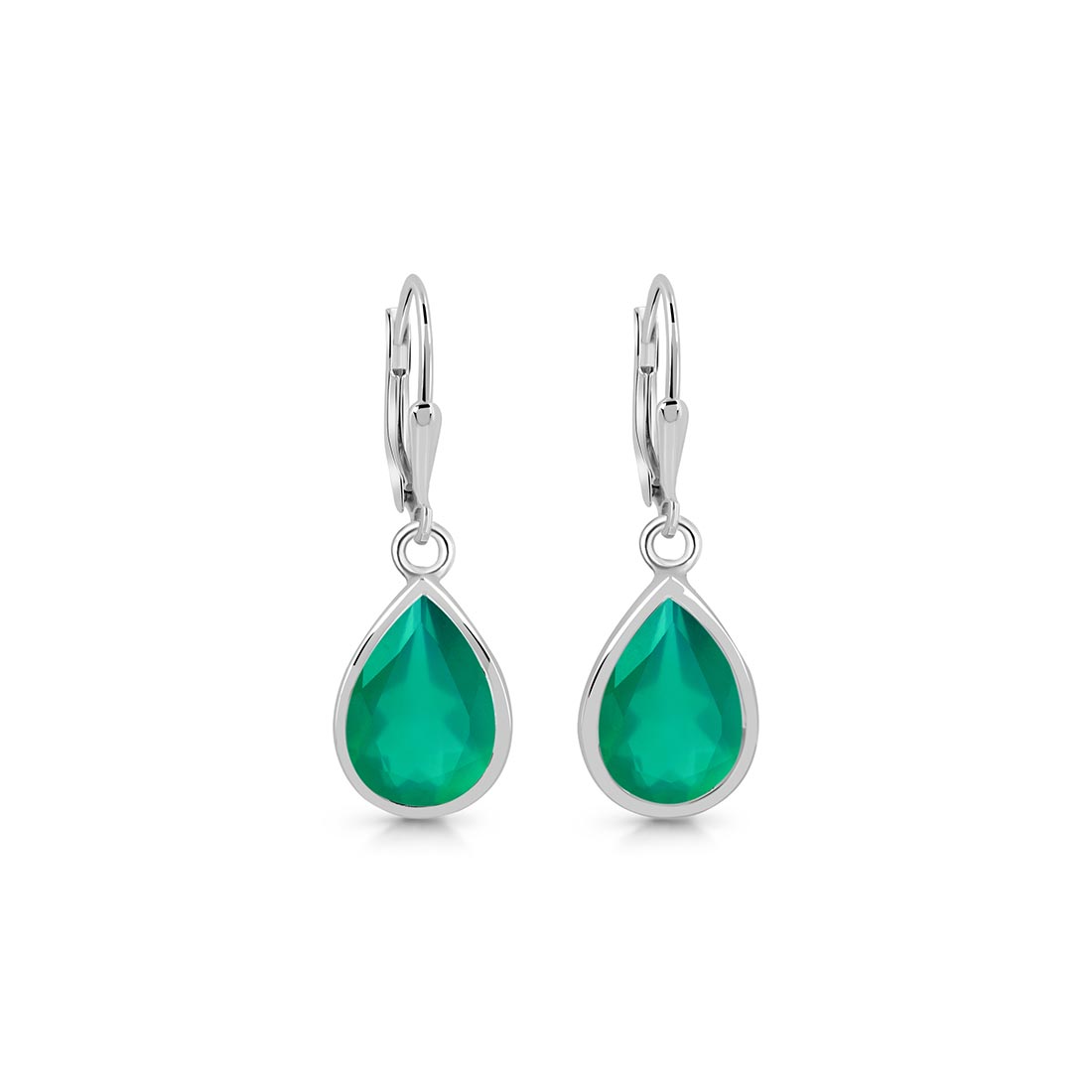 Green Onyx Leverback Earring-(GRO-SE-1252.)