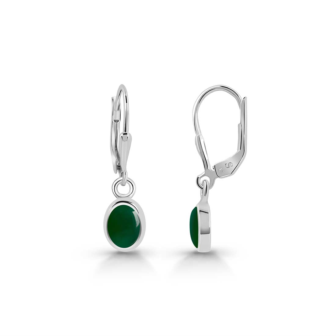 Green Onyx Leverback Earring-(GRO-SE-1285.)