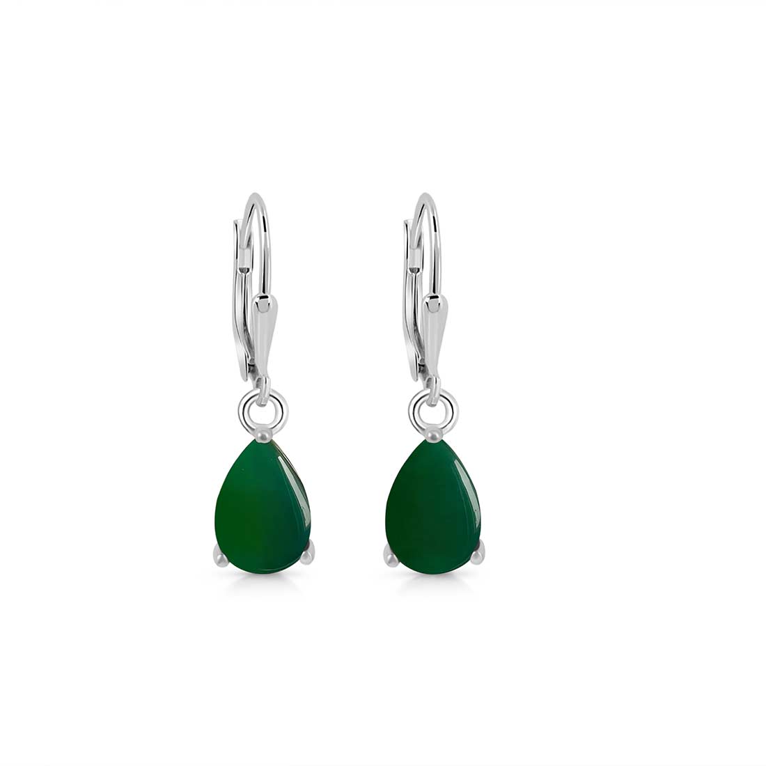 Green Onyx Leverback Earring-(GRO-SE-1621.)