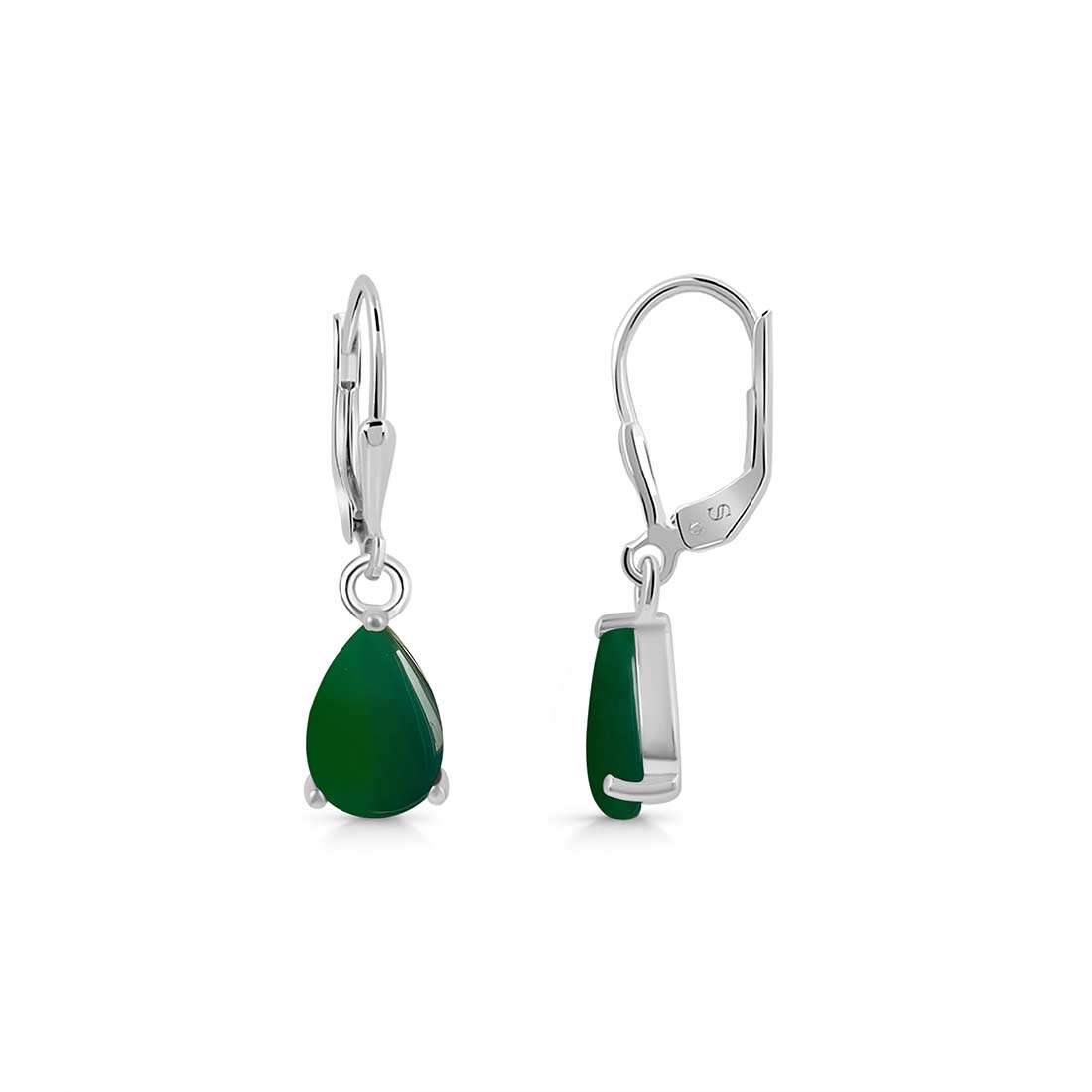 Green Onyx Leverback Earring-(GRO-SE-1621.)