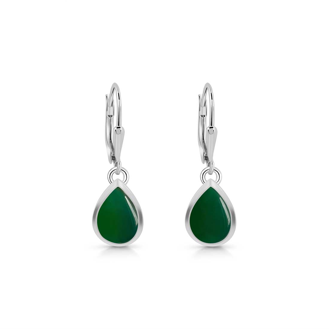 Green Onyx Leverback Earring-(GRO-SE-558.)