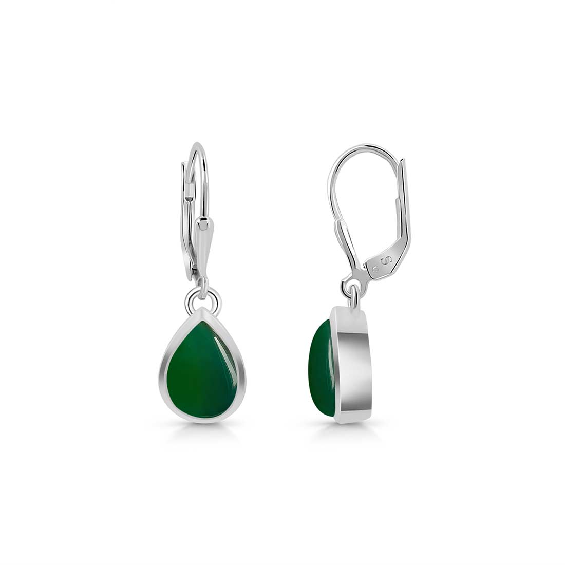 Green Onyx Leverback Earring-(GRO-SE-558.)