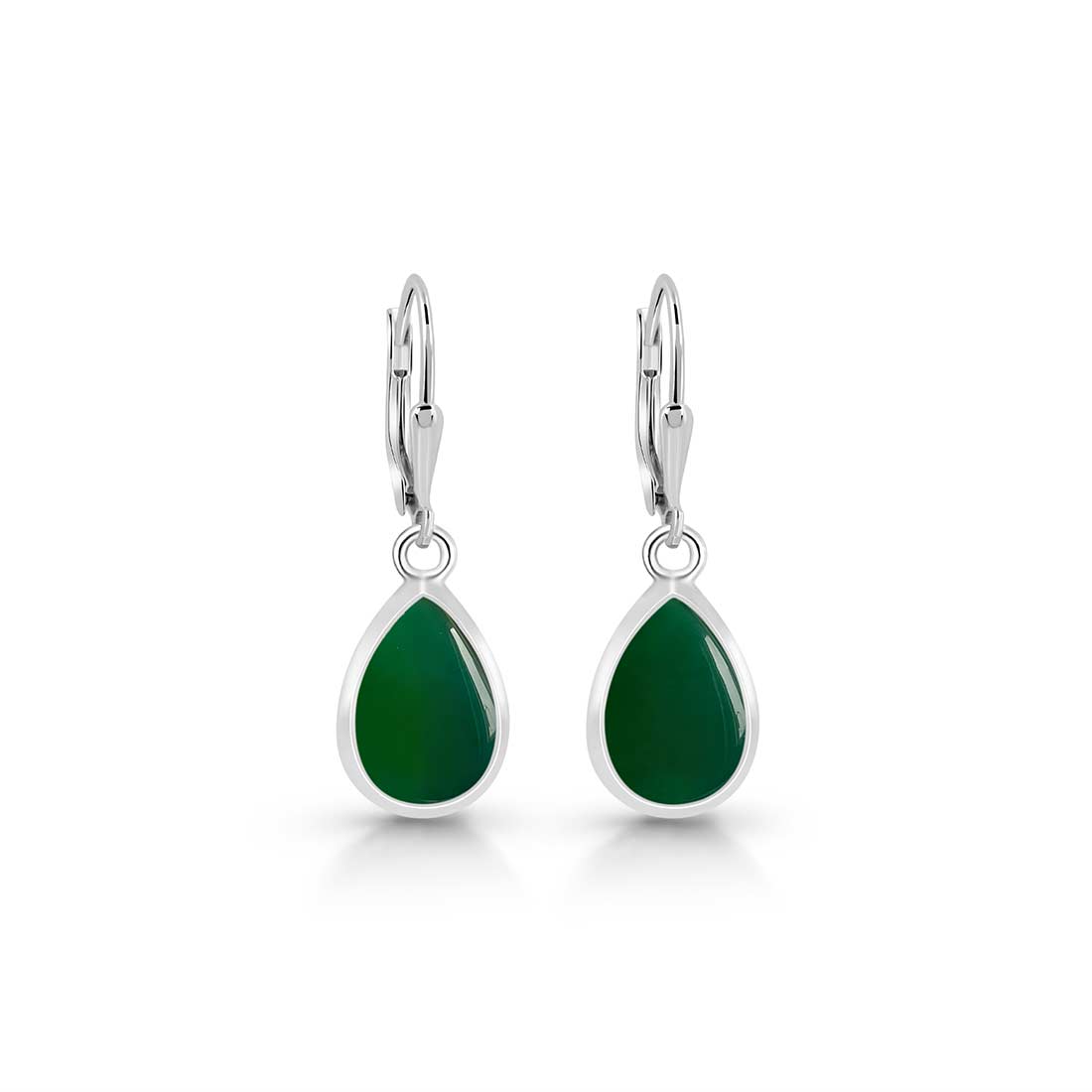 Green Onyx Leverback Earring-(GRO-SE-728.)