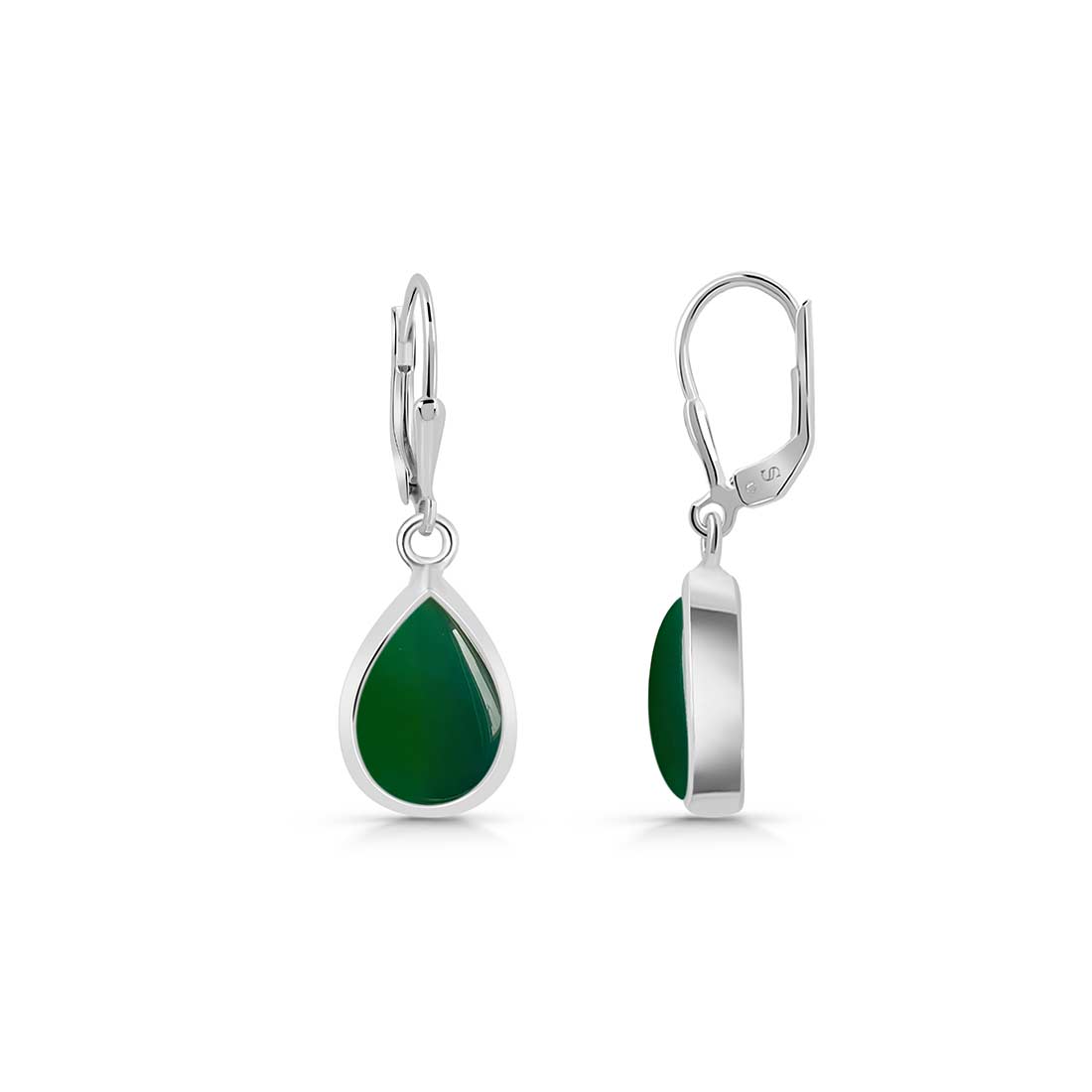 Green Onyx Leverback Earring-(GRO-SE-729.)