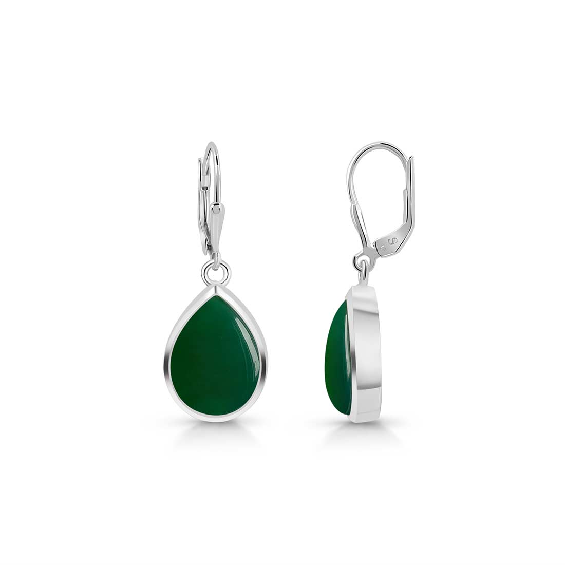 Green Onyx Leverback Earring-(GRO-SE-731.)