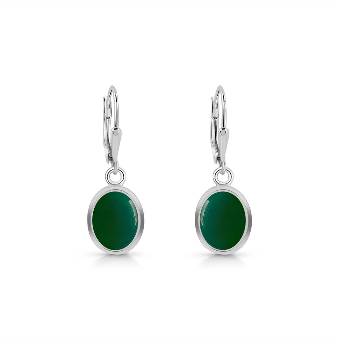 Green Onyx Leverback Earring-(GRO-SE-829.)