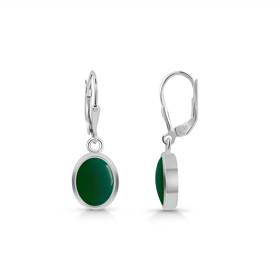 Green Onyx Leverback Earring-(GRO-SE-829.)