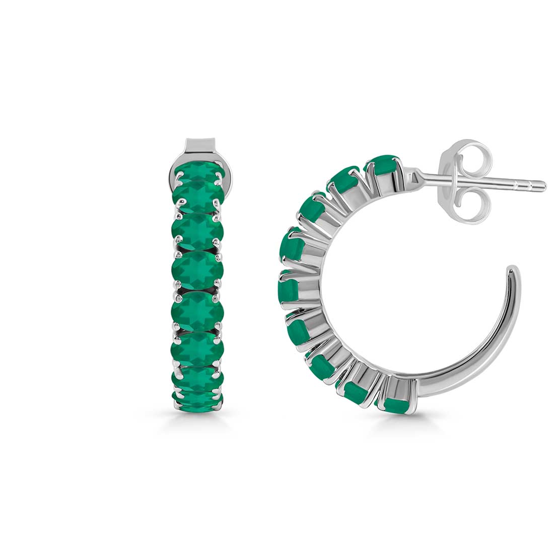 Green Onyx Hoop Earring-(GRO-SE-975.)