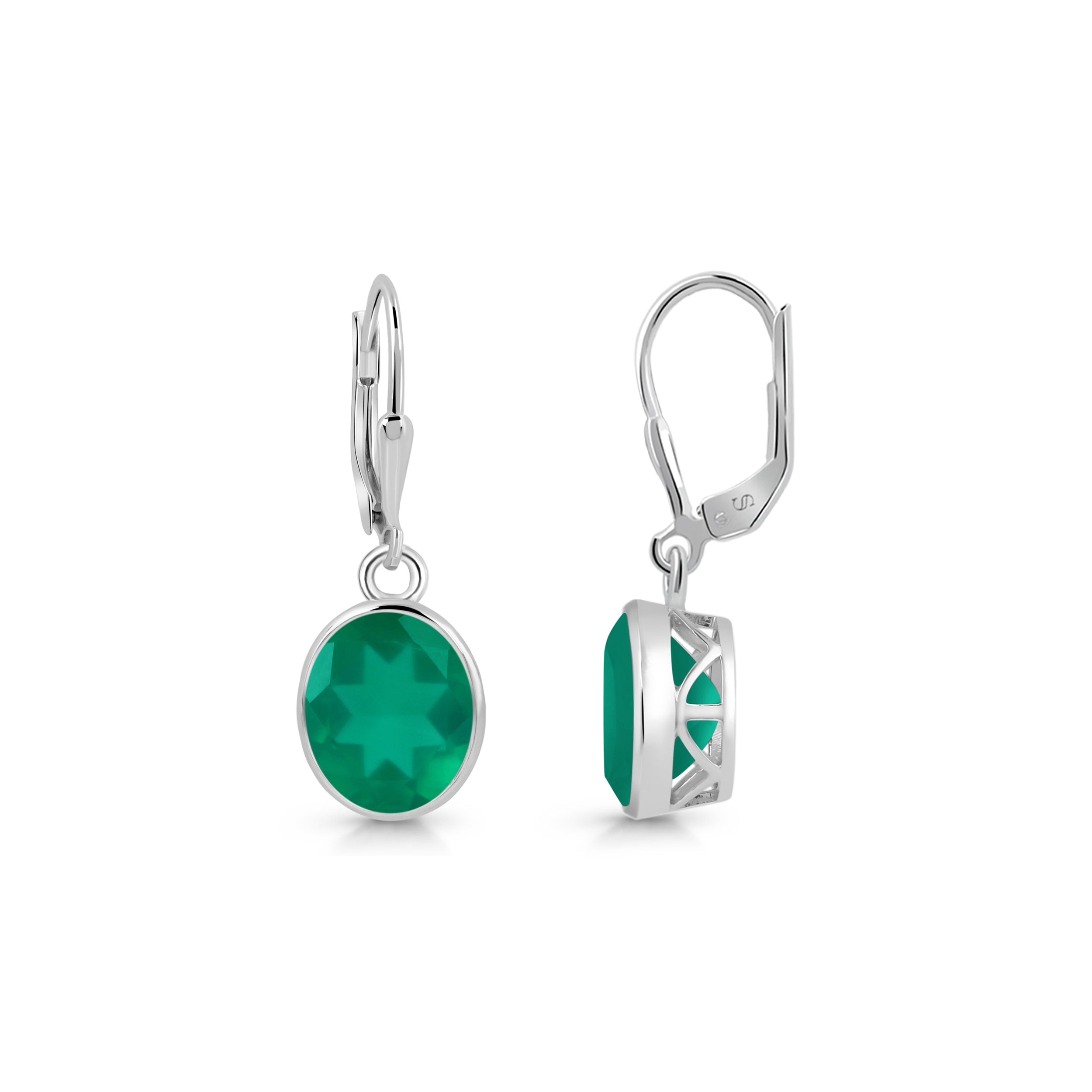 Green Onyx Leverback Earring-(GRO-SE-997.)