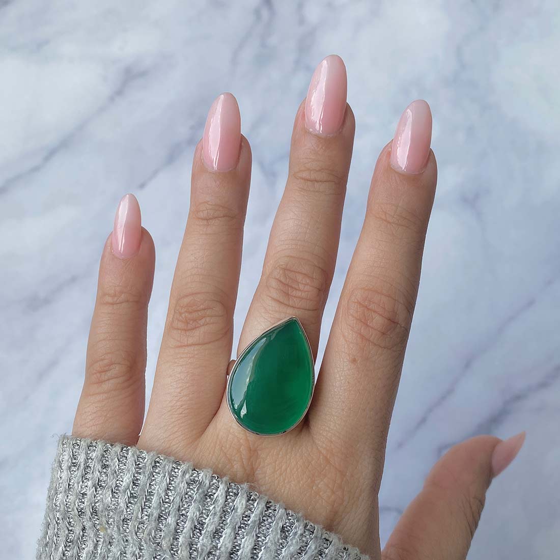 Green Onyx Adjustable Ring-(GRO-R-1.)