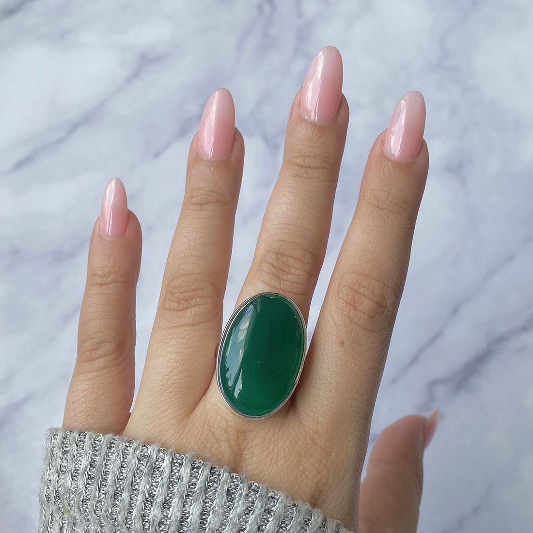 Green Onyx Adjustable Ring-(GRO-R-10.)