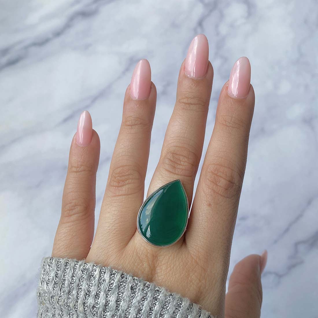 Green Onyx Adjustable Ring-(GRO-R-11.)