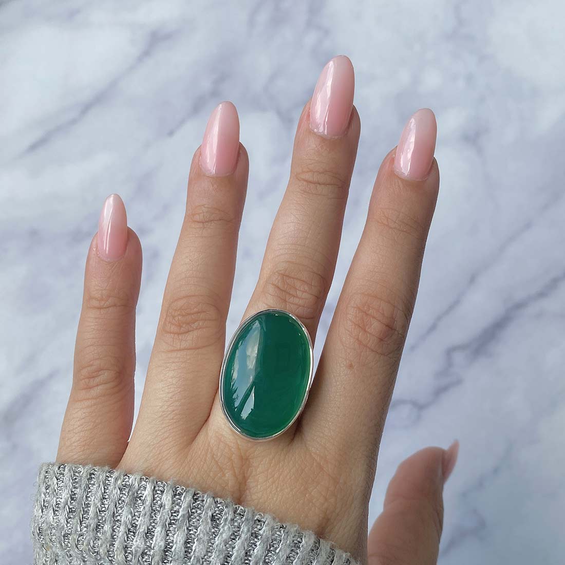 Green Onyx Adjustable Ring-(GRO-R-12.)