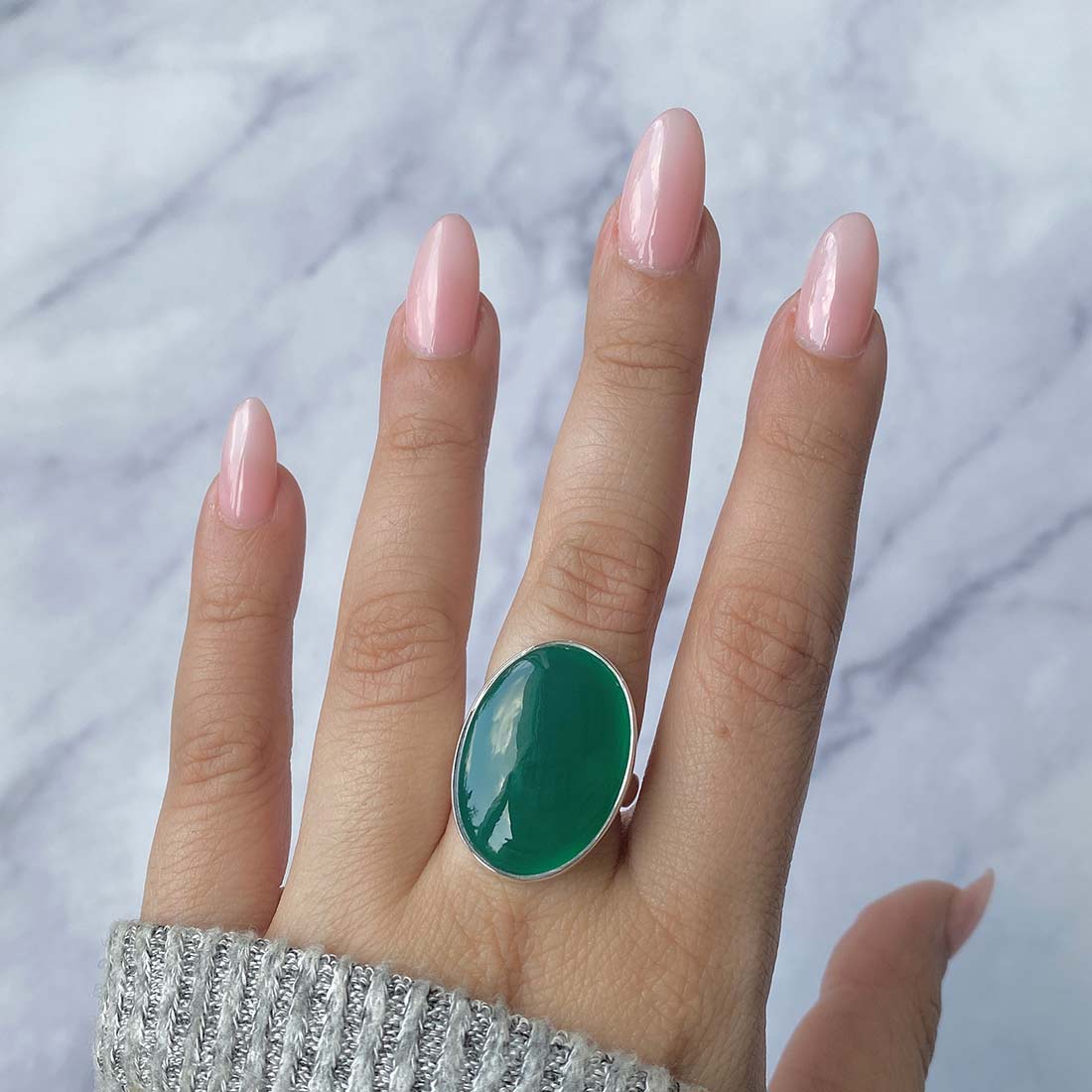 Green Onyx Adjustable Ring-(GRO-R-13.)