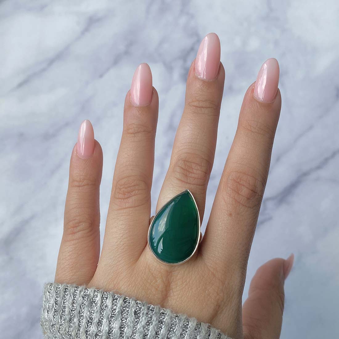 Green Onyx Adjustable Ring-(GRO-R-14.)