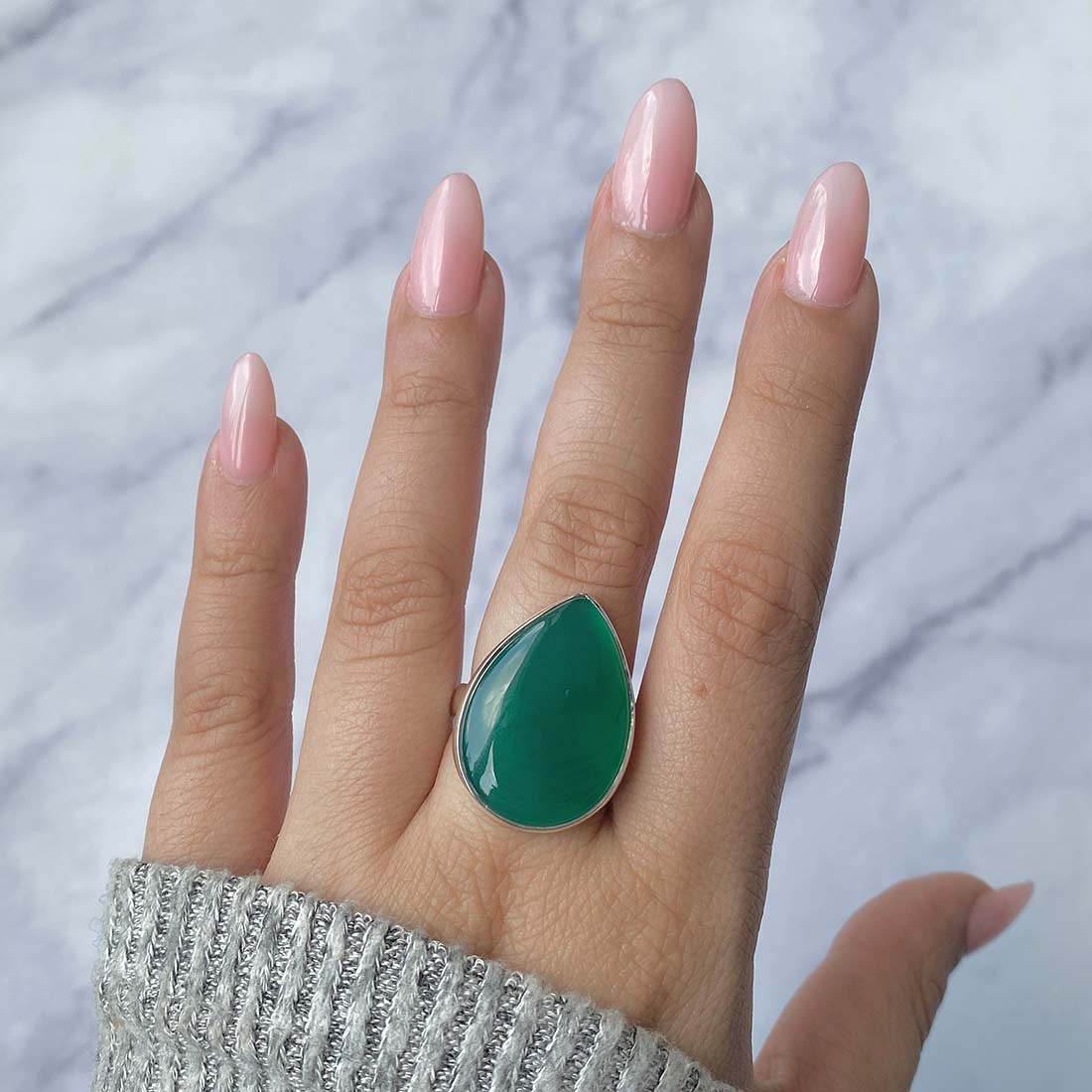 Green Onyx Adjustable Ring-(GRO-R-15.)