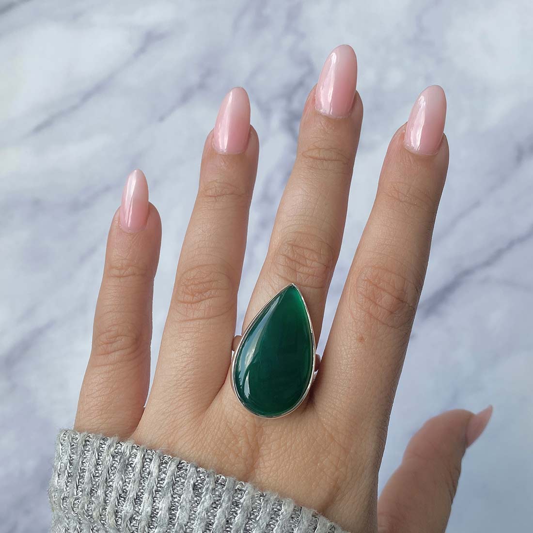 Green Onyx Adjustable Ring-(GRO-R-16.)