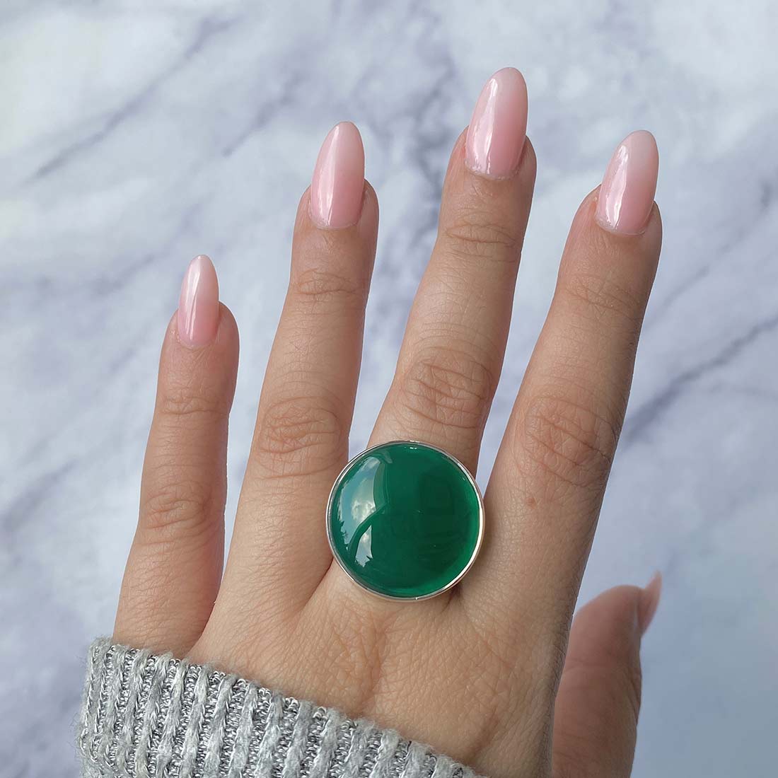 Green Onyx Adjustable Ring-(GRO-R-17.)