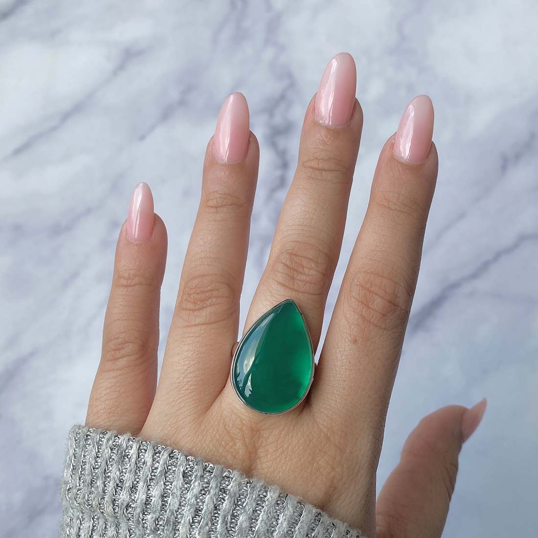 Green Onyx Adjustable Ring-(GRO-R-18.)