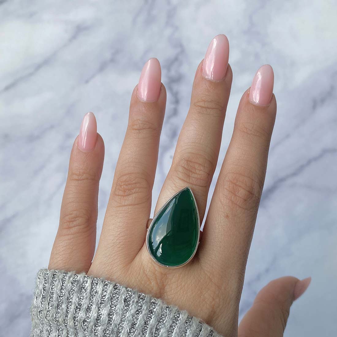 Green Onyx Adjustable Ring-(GRO-R-19.)