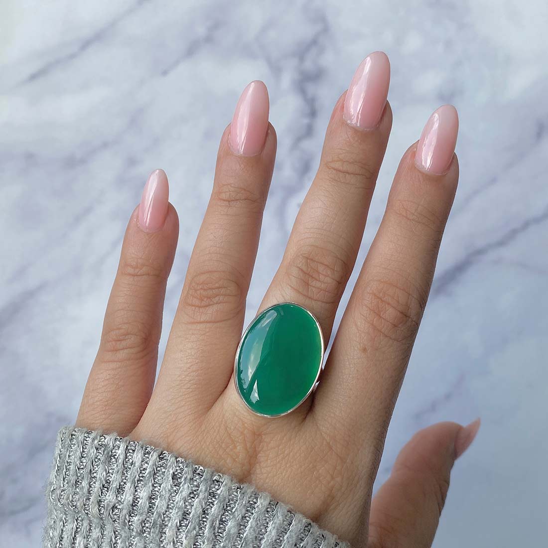 Green Onyx Adjustable Ring-(GRO-R-20.)